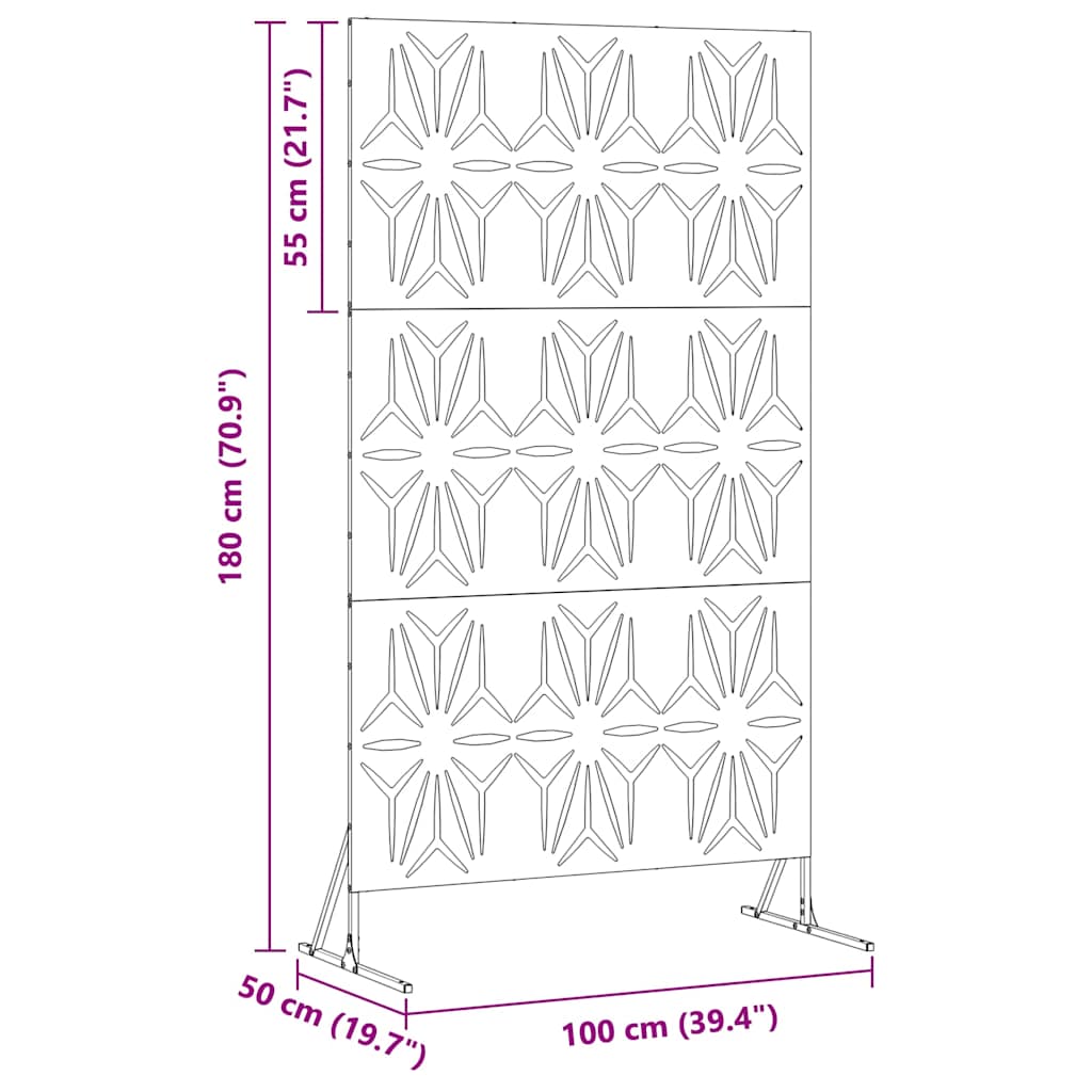 Privacy Screen White 100 x 50 x 180 cm Steel