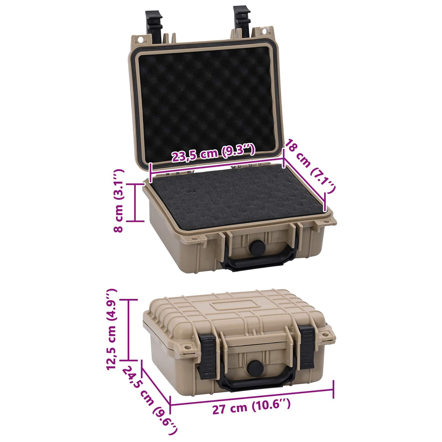 Hard Luggage Case with Storage Sand 27 x 24.5 x 12.5 cm
