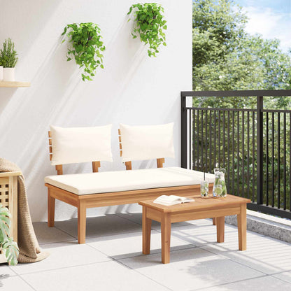 Garden Bench and Table Set 2 pcs Cream and Brown