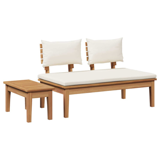 Garden Bench and Table Set 2 pcs Cream and Brown