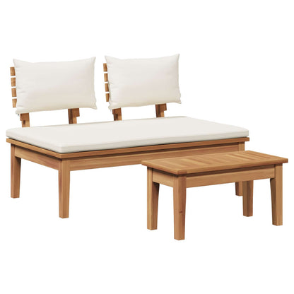 Garden Bench and Table Set 2 pcs Cream and Brown