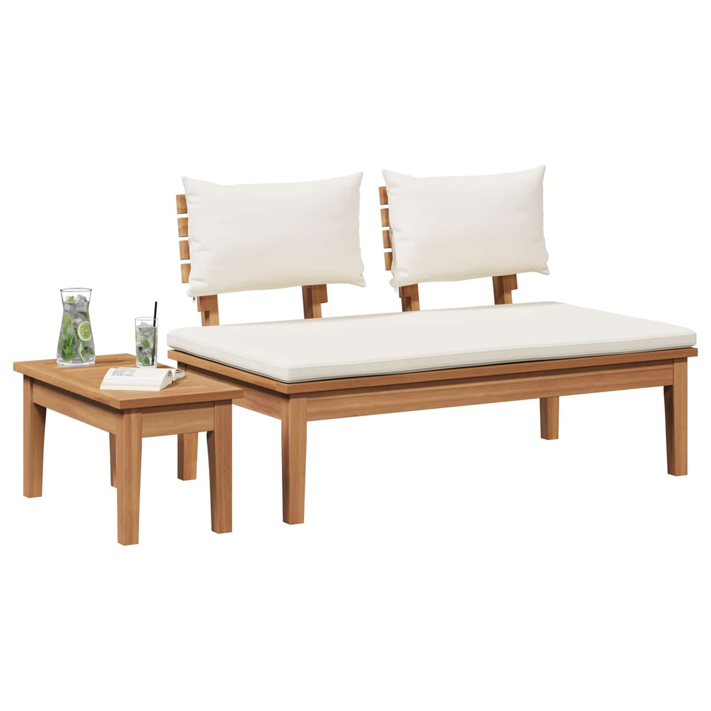 Garden Bench and Table Set 2 pcs Cream and Brown