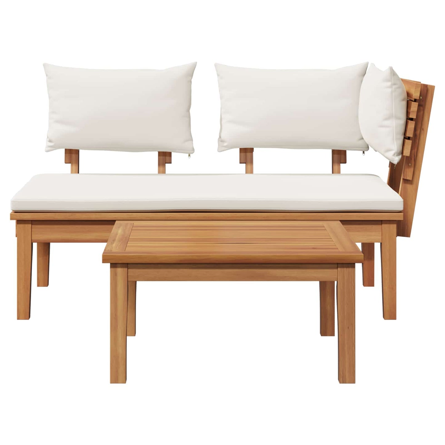 Garden Bench and Table Set 2 pcs Cream and Brown