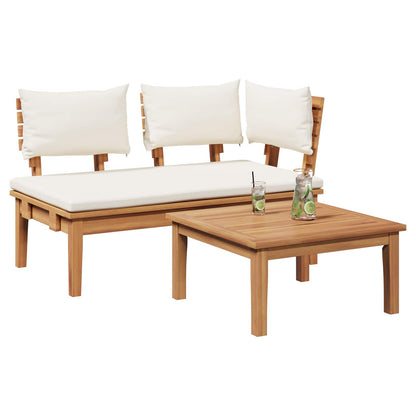 Garden Bench and Table Set 2 pcs Cream and Brown