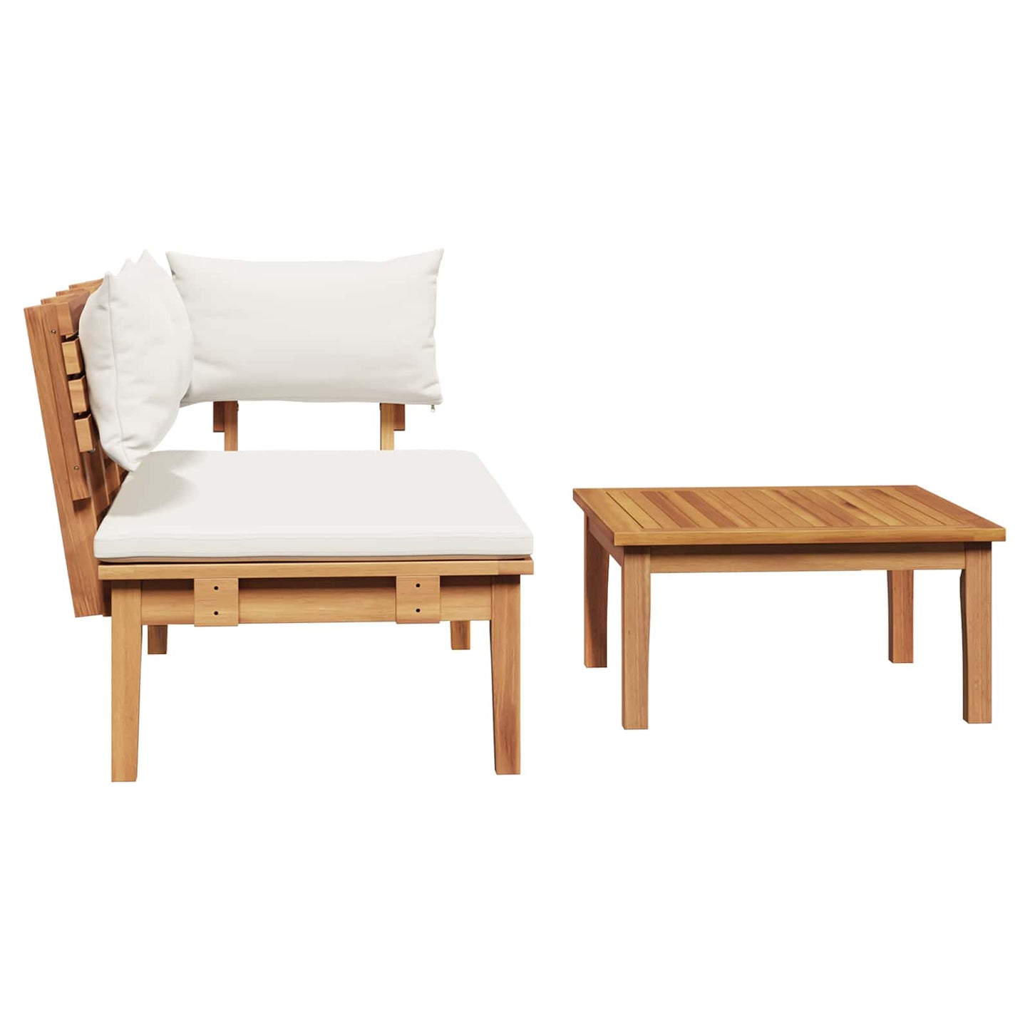 Garden Bench and Table Set 2 pcs Cream and Brown