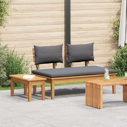 Garden Bench and Table Set 2 pcs Grey and Brown Solid Teak wood