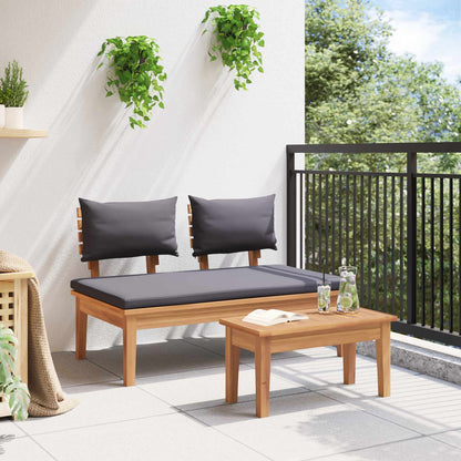 Garden Bench and Table Set 2 pcs Grey and Brown Solid Teak wood