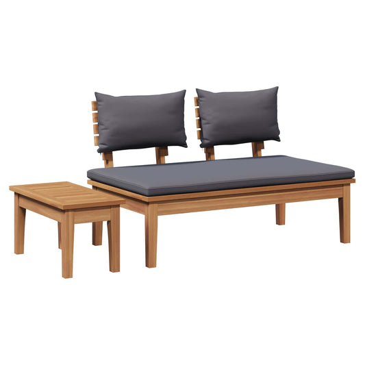 Garden Bench and Table Set 2 pcs Grey and Brown Solid Teak wood