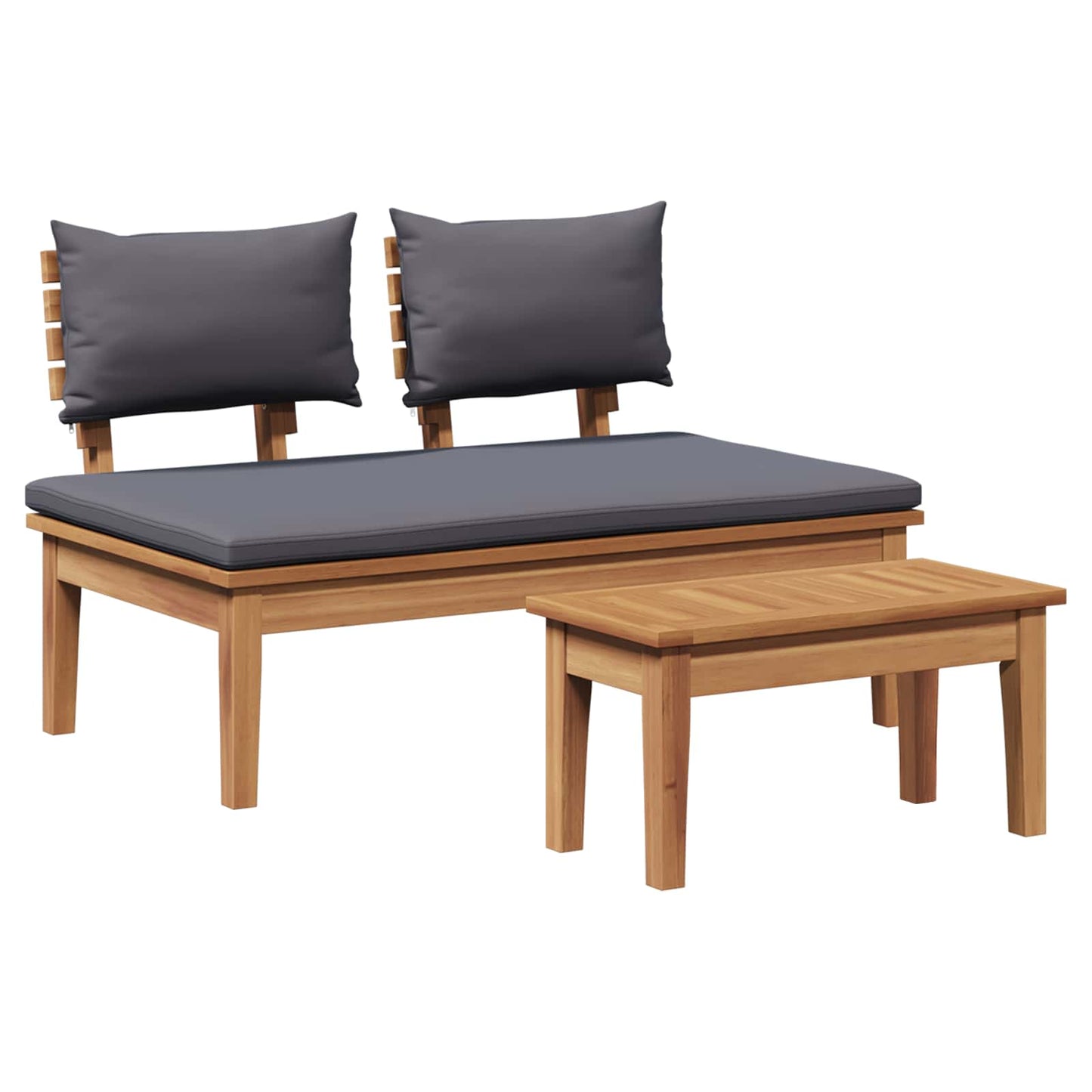 Garden Bench and Table Set 2 pcs Grey and Brown Solid Teak wood