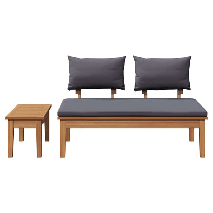 Garden Bench and Table Set 2 pcs Grey and Brown Solid Teak wood