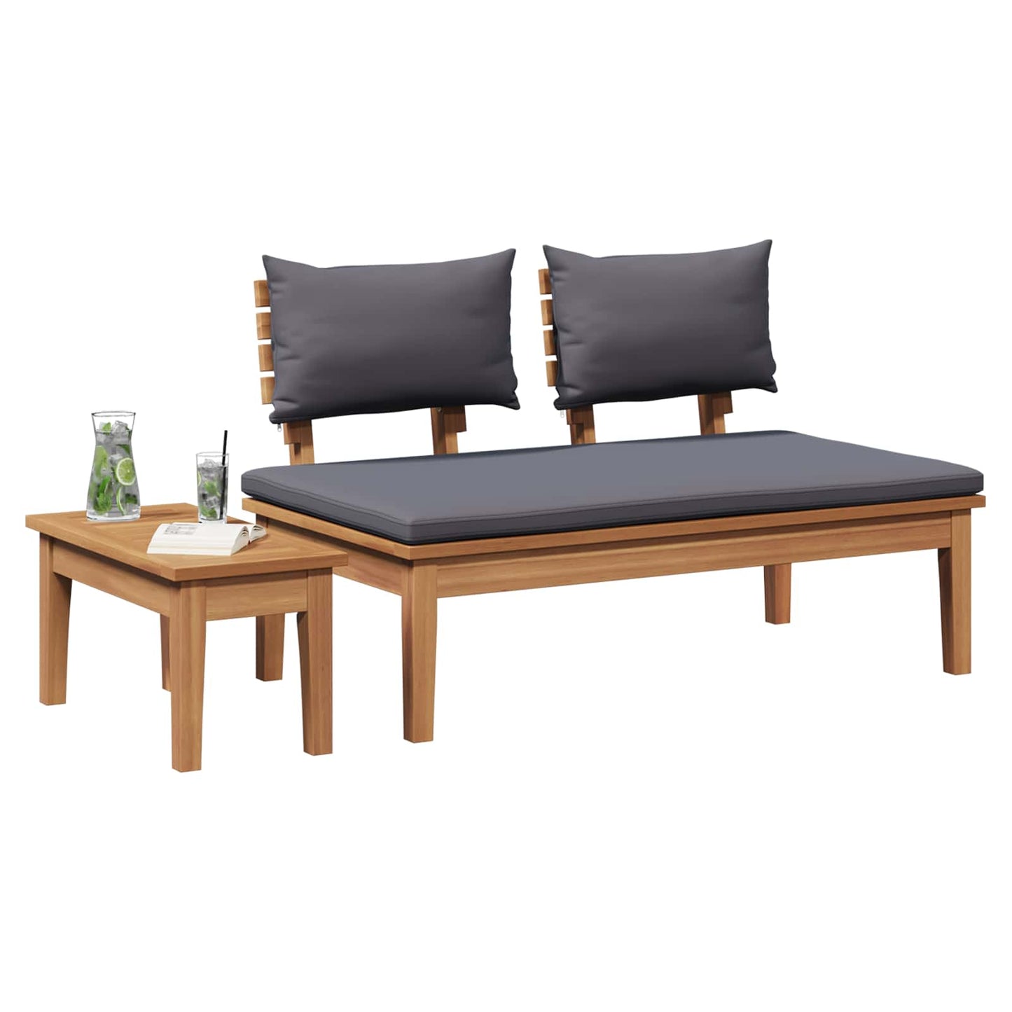 Garden Bench and Table Set 2 pcs Grey and Brown Solid Teak wood