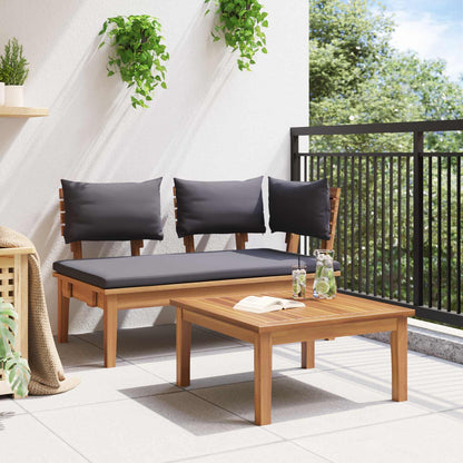 Garden Bench and Table Set 2 pcs Grey and Brown Solid Teak wood