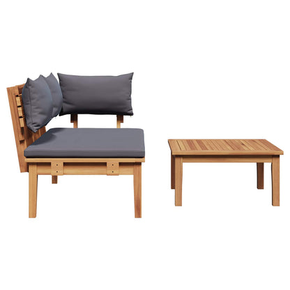Garden Bench and Table Set 2 pcs Grey and Brown Solid Teak wood