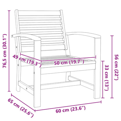 Chair 2 Piece Brown 65 x 60 x 76.5 cm Solid Teak Wood