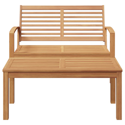 Garden Bench and Table Set 2 Piece Brown Solid Teak Wood