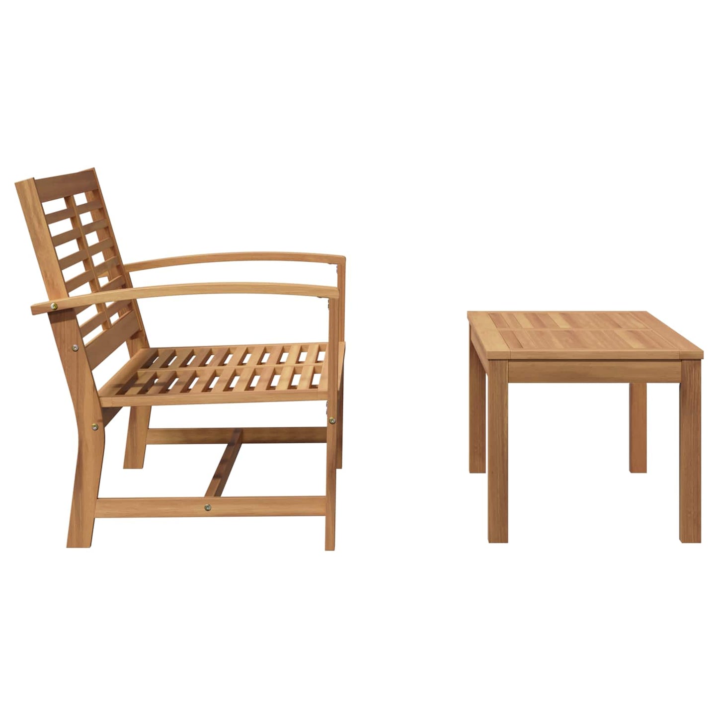 Garden Bench and Table Set 2 Piece Brown Solid Teak Wood