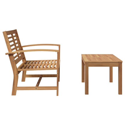 Garden Bench and Table Set 2 Piece Brown Solid Teak Wood