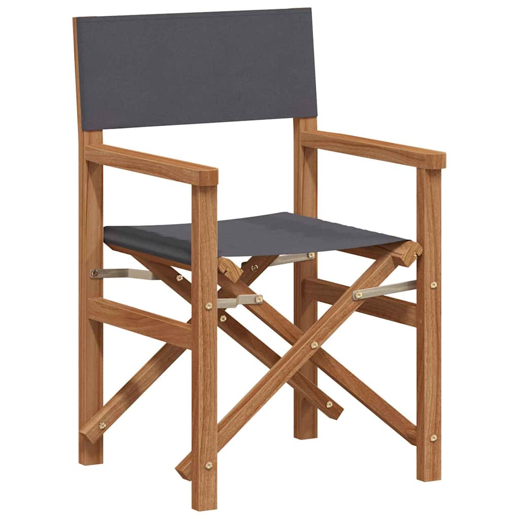 Folding Director's Chair Grey 56 x 54 x 87 cm Solid Teak Wood