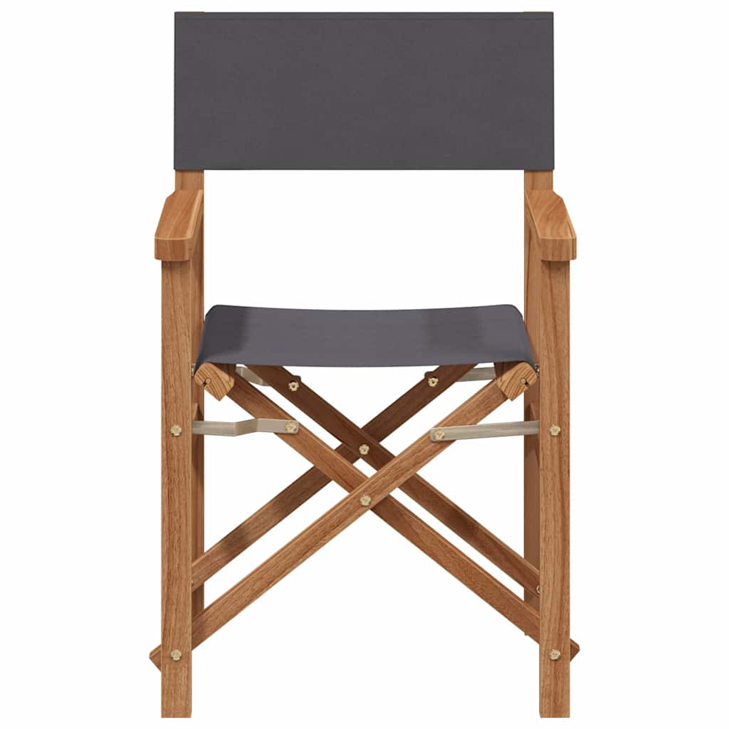 Folding Director's Chair Grey 56 x 54 x 87 cm Solid Teak Wood