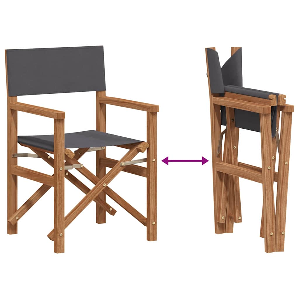 Folding Director's Chair Grey 56 x 54 x 87 cm Solid Teak Wood