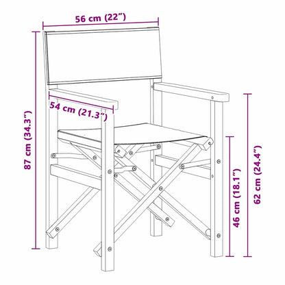 Folding Director's Chair Grey 56 x 54 x 87 cm Solid Teak Wood