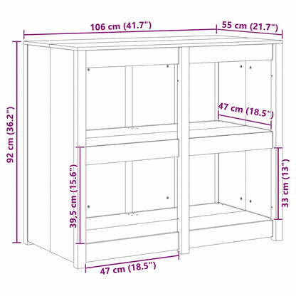 Kitchen Cabinet Brown Oak 106 x 55 x 92 cm Solid Pine Wood