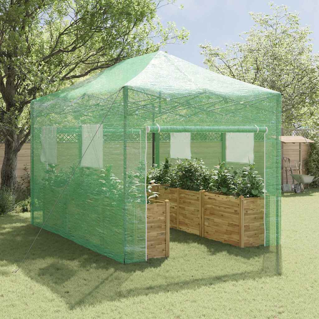 Greenhouse with Pop-up Frame Green 280 x 410 x 315 cm Iron