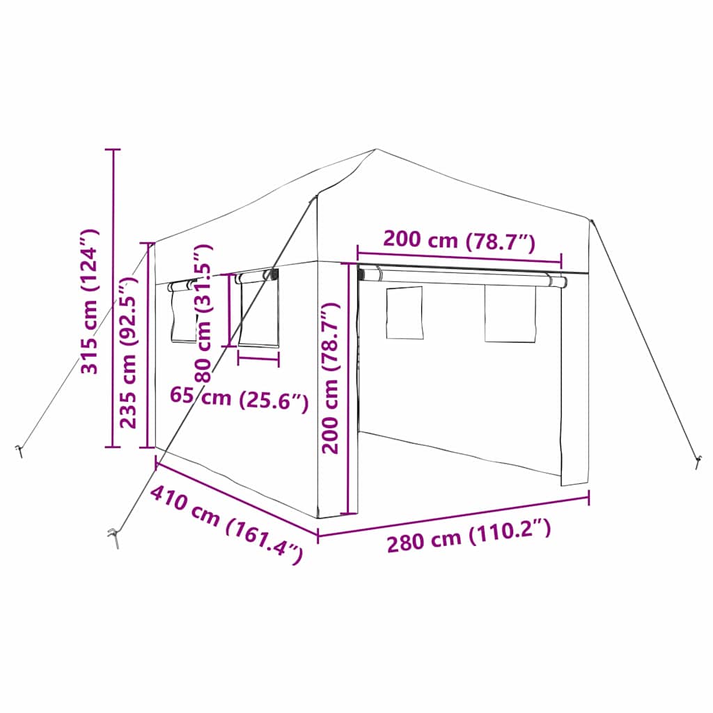 Greenhouse with Pop-up Frame Green 280 x 410 x 315 cm Iron