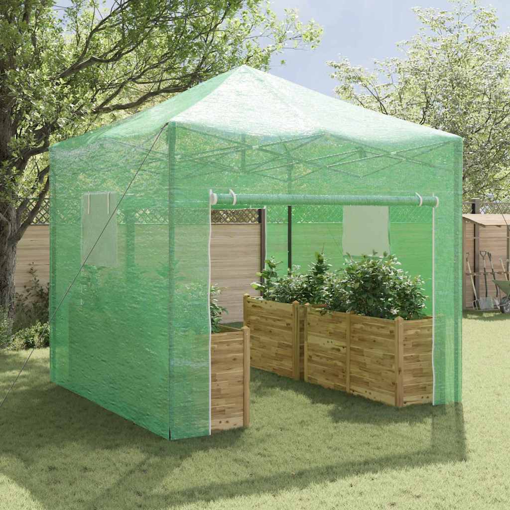 Greenhouse with Pop-up Frame Green 290 x 290 x 315 cm Iron