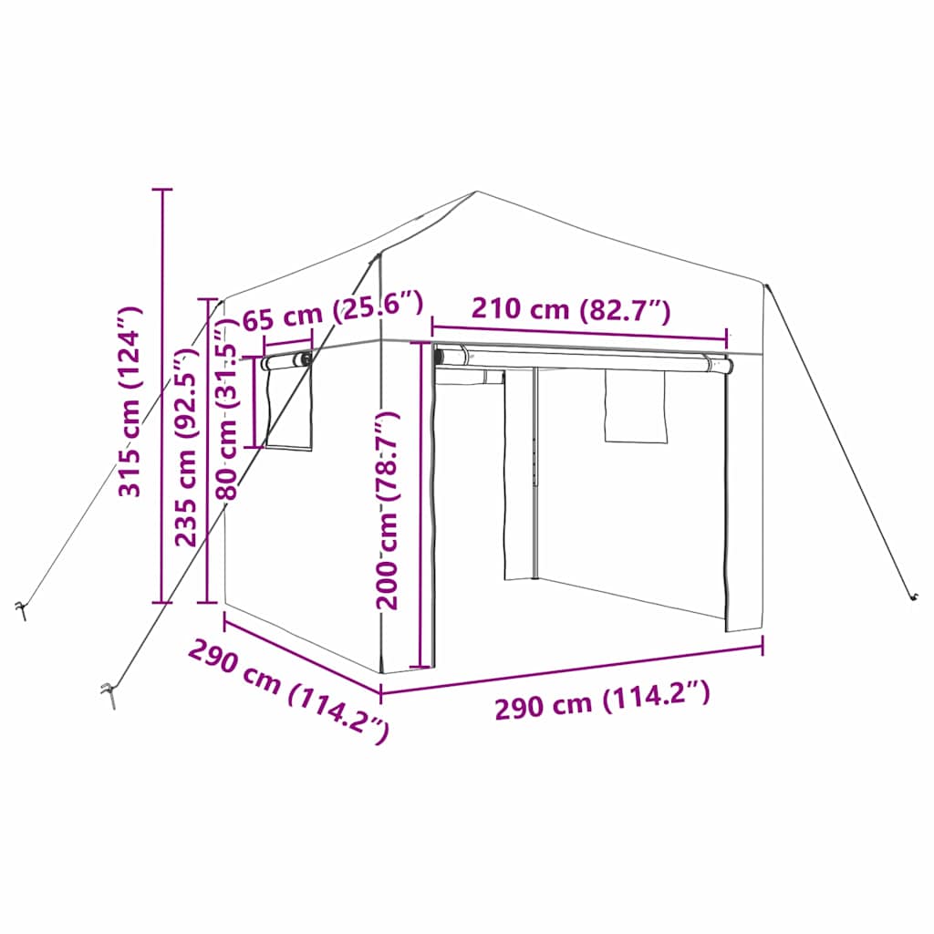 Greenhouse with Pop-up Frame Green 290 x 290 x 315 cm Iron