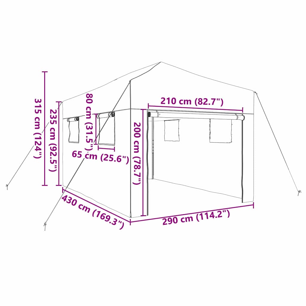 Greenhouse with Pop-up Frame Green 290 x 430 x 315 cm Iron