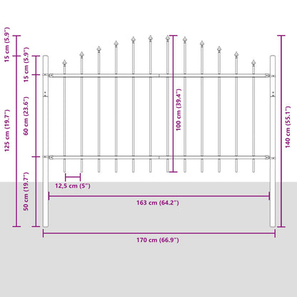 Garden Fence Woerden Grey 170 x 140 cm Powder-Coated Steel