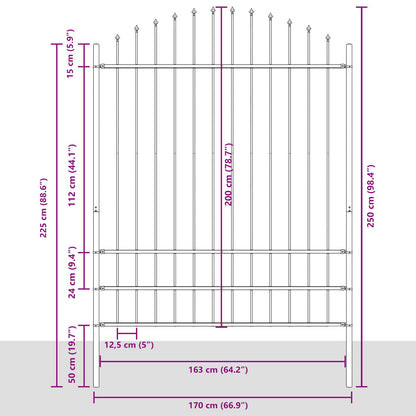Garden Fence Woerden Grey 170 x 225 cm Powder-Coated Steel