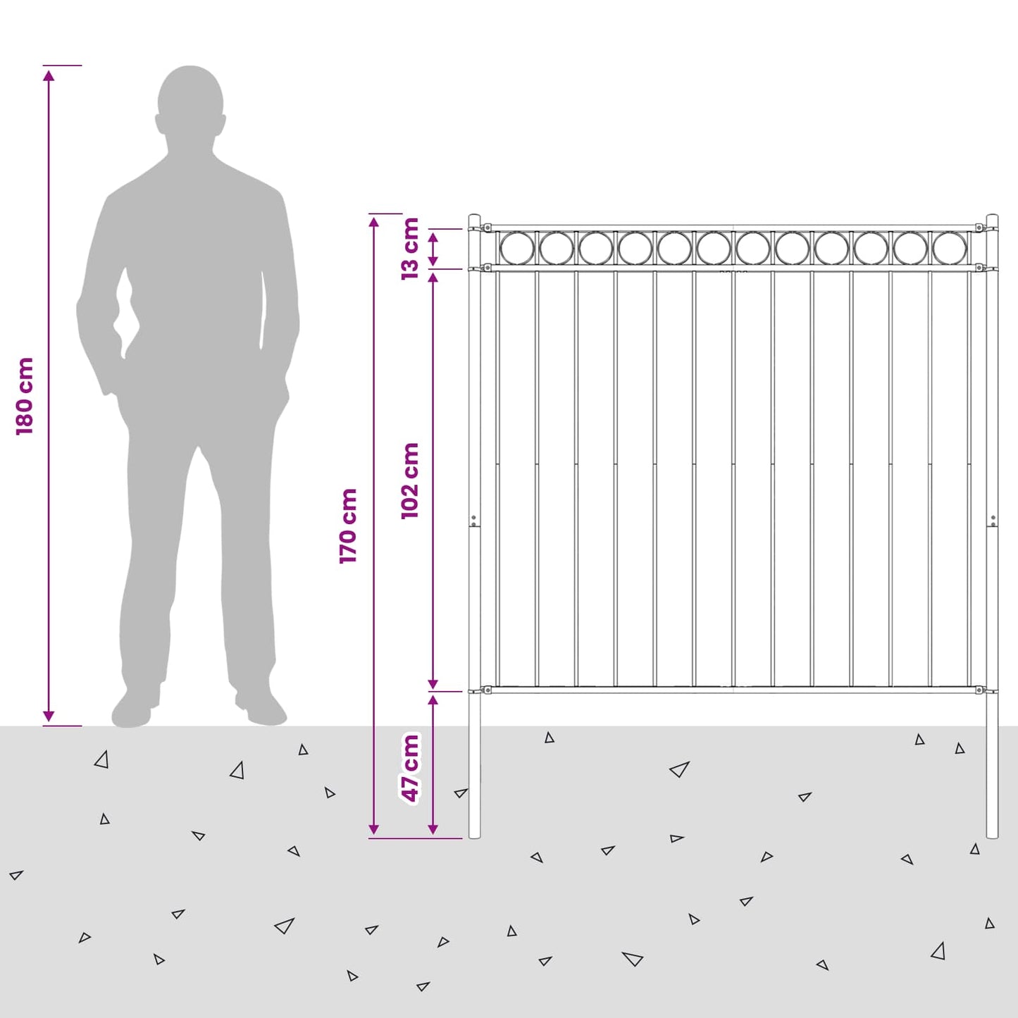 Fence Element ASSEN Grey 170 x 170 cm Steel