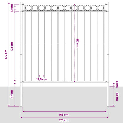 Fence Element ASSEN Grey 170 x 170 cm Steel