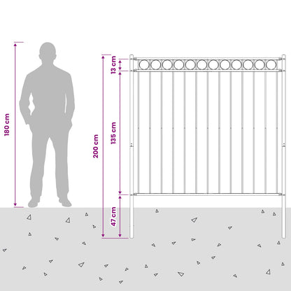 Fence Element ASSEN Grey 170 x 200 cm Steel