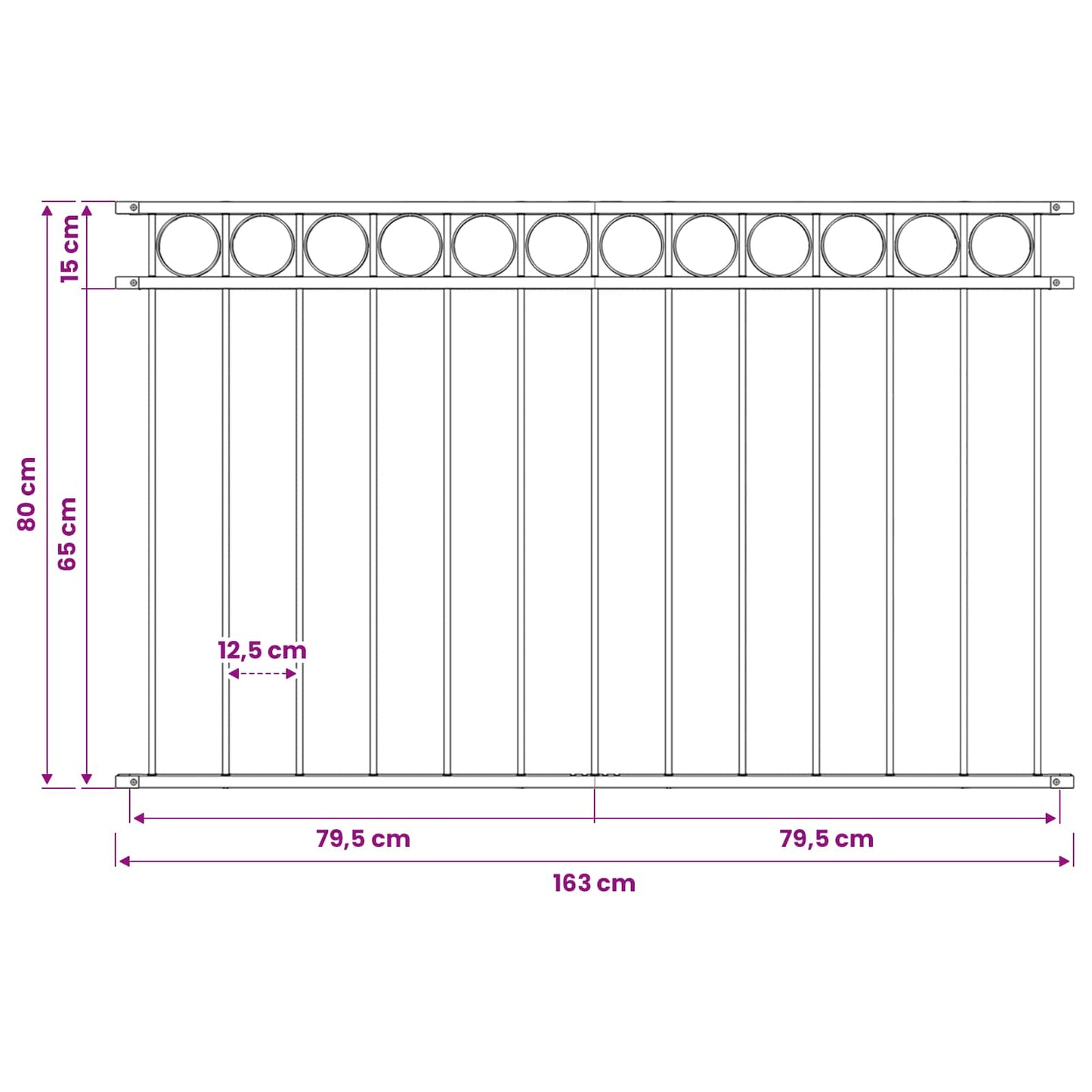 Fence Element ASSEN 170 x 80 cm Steel Grey