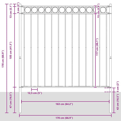 Fence Element ASSEN White 170 x 170 cm Steel