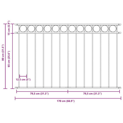 Fence Element ASSEN White 170 x 80 cm Steel