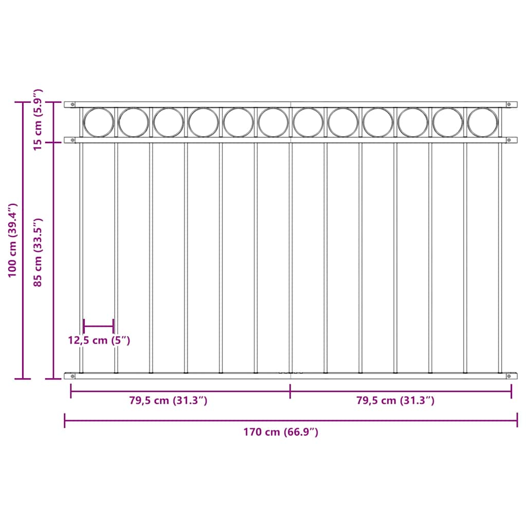 Fence Element ASSEN White 170 x 100 cm Steel