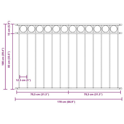 Fence Element ASSEN White 170 x 100 cm Steel