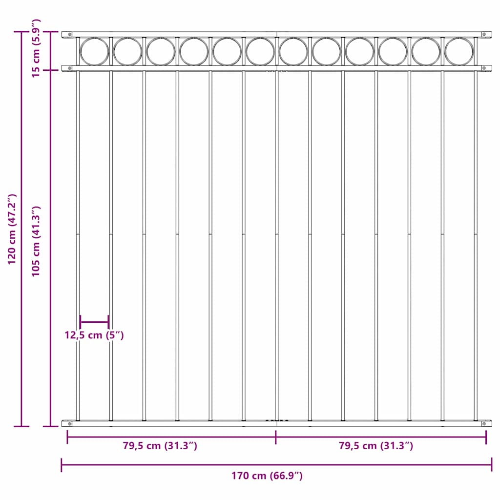 Fence Element ASSEN White 170 x 120 cm Steel