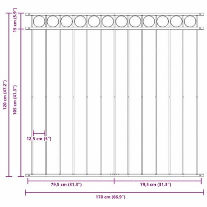 Fence Element ASSEN White 170 x 120 cm Steel