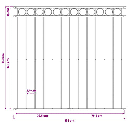 Fence Element ASSEN 170 x 150 cm Steel White