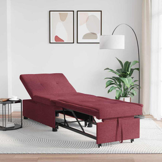 Sofa Bed Wine Red 194 x 50 x 82 cm Plywood