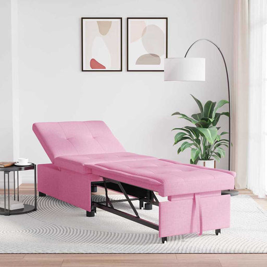 Sofa Bed Pink 194 x 50 x 82 cm Plywood