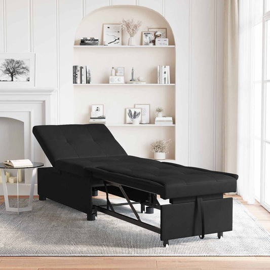 Sofa Bed Black 194 x 67 x 82 cm Microfiber