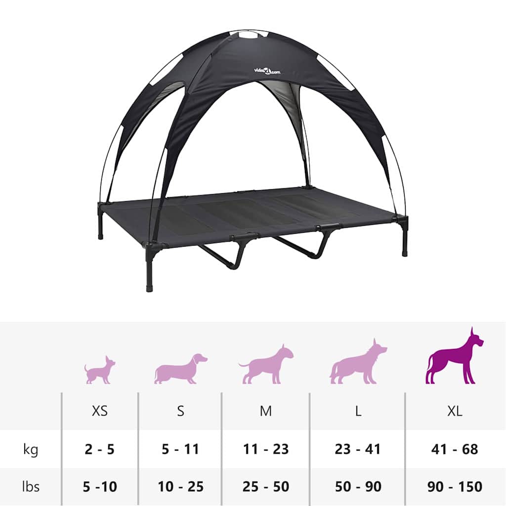 Dog Bed Folding Manual Black 122 x 93 x 106.5 cm Steel
