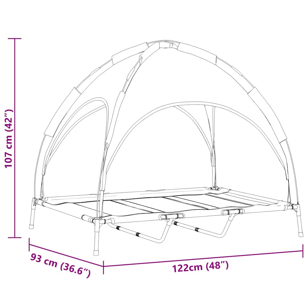 Dog Bed Folding Manual Brown 122 x 93 x 106.5 cm Steel