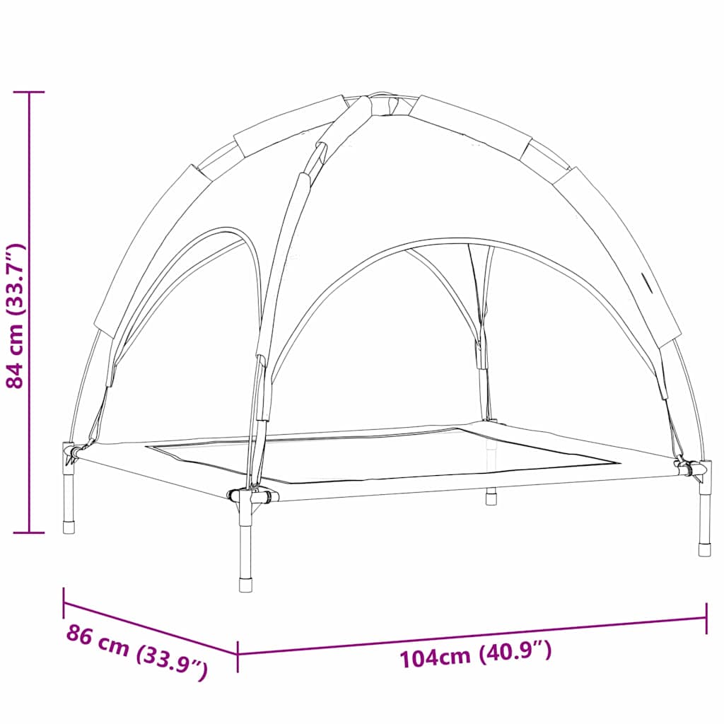 Dog Bed Folding Manual Black 104 x 86 x 84.5 cm Steel